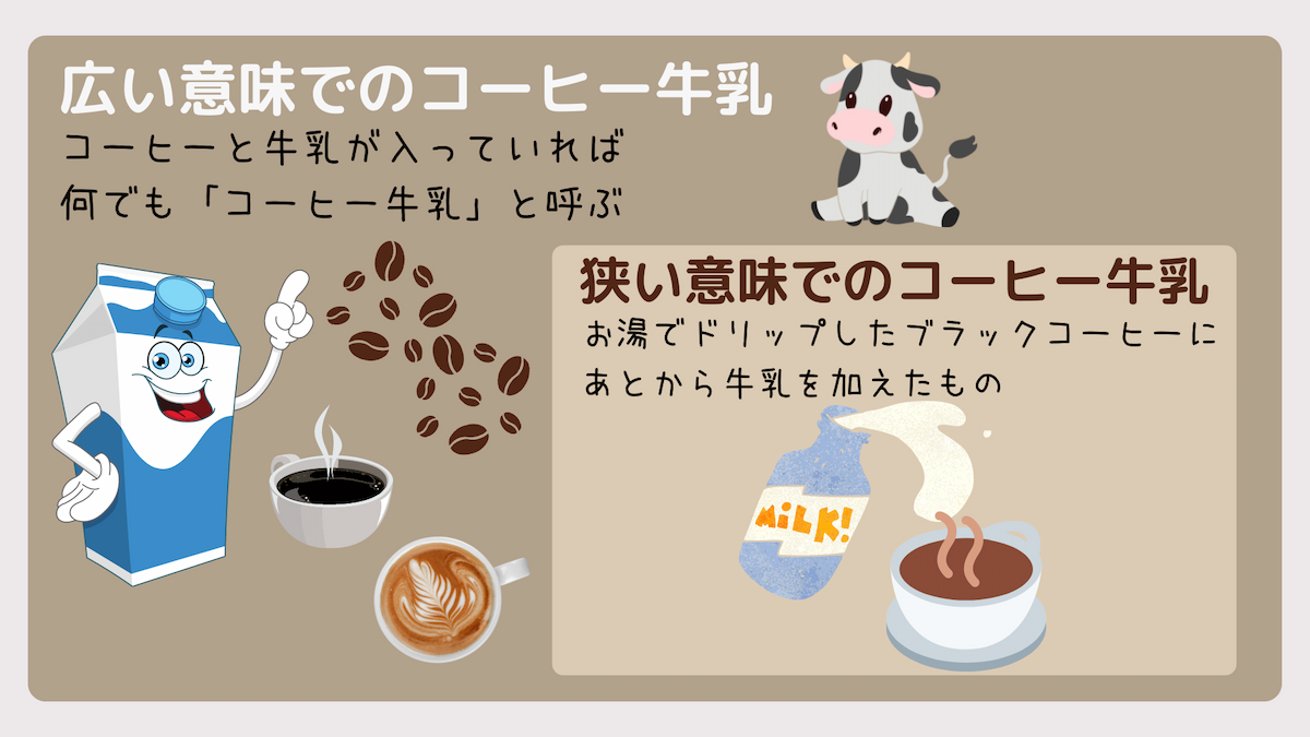 広義と狭義のコーヒー牛乳について